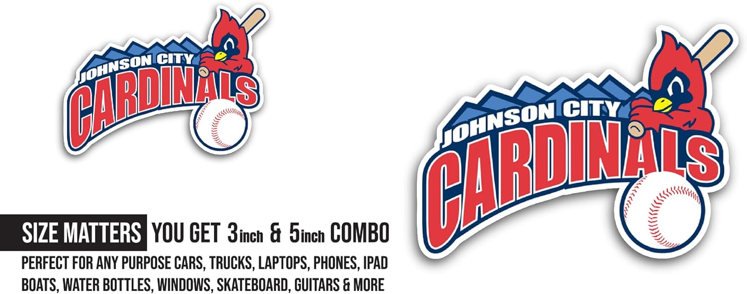 2 (Pieces) 3" and 5" J0hnson City Cardinals Sticker, Waterproof Vinyl Decals for Many Purpose Like Cars, Trucks, Laptops, Phones, Windows and More