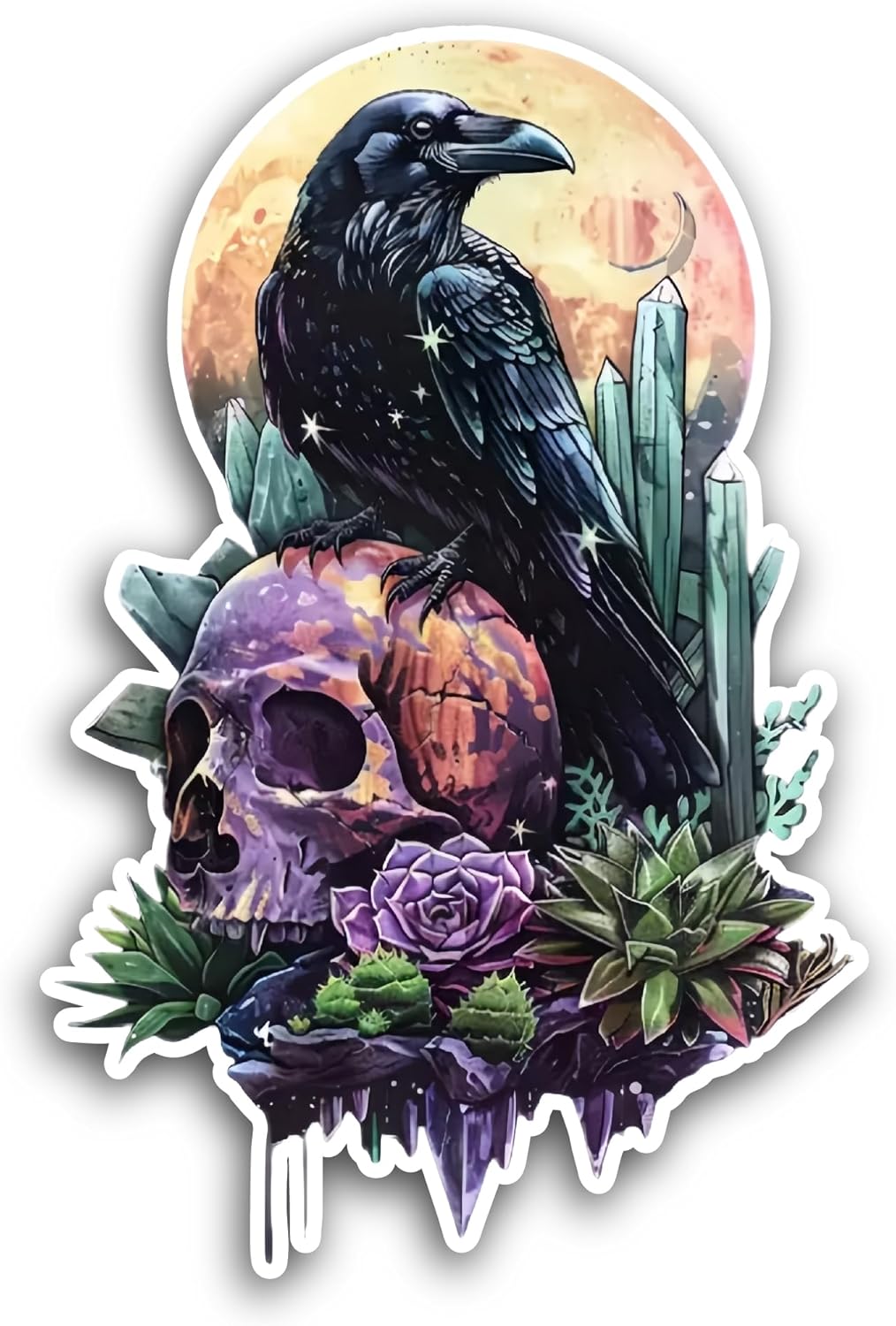 2 (Pieces) 3" and 5" Bird and Skull Sticker, Waterproof Vinyl Decals for Many Purpose Like Cars, Trucks, Laptops, Phones, Windows and More