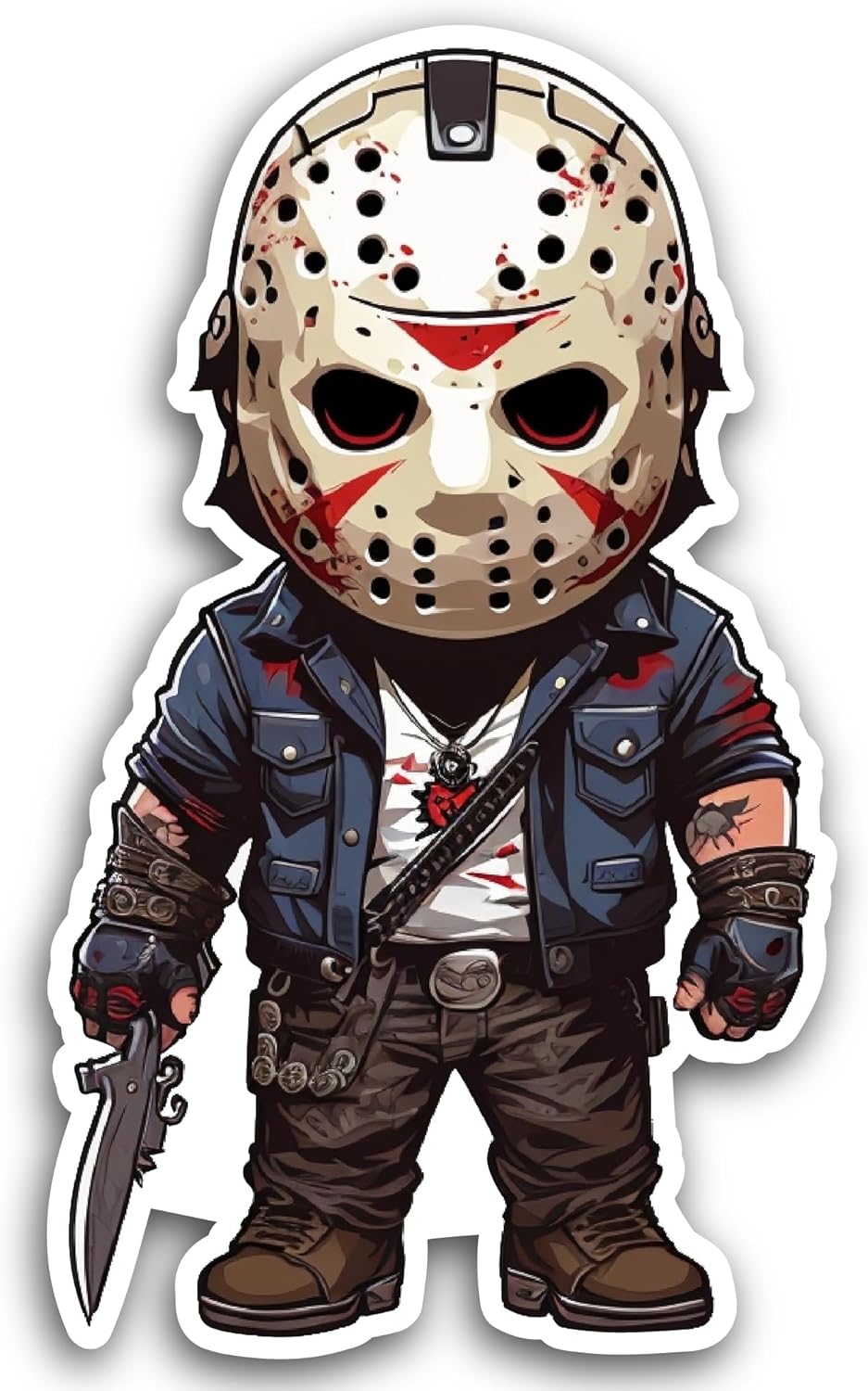 2 (Pieces) 3" and 5" Horror Character with Knife Sticker, Waterproof Vinyl Decals for Many Purpose Like Cars, Trucks, Laptops, Phones, Windows and More