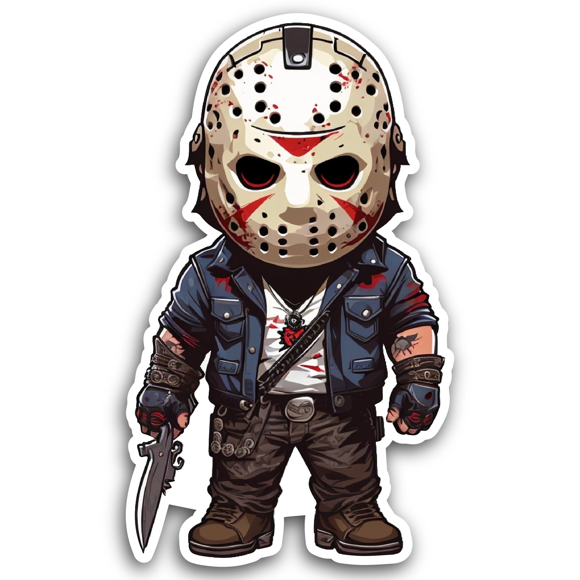 2 (Pieces) 3" and 5" Horror Character with Knife Sticker, Waterproof Vinyl Decals for Many Purpose L