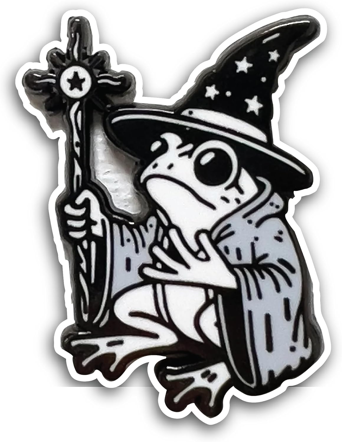2 (Pieces) 3" and 5" Frog Wearing Witch Hat Sticker, Waterproof Vinyl Decals for Many Purpose Like Cars, Trucks, Laptops, Phones, Windows and More