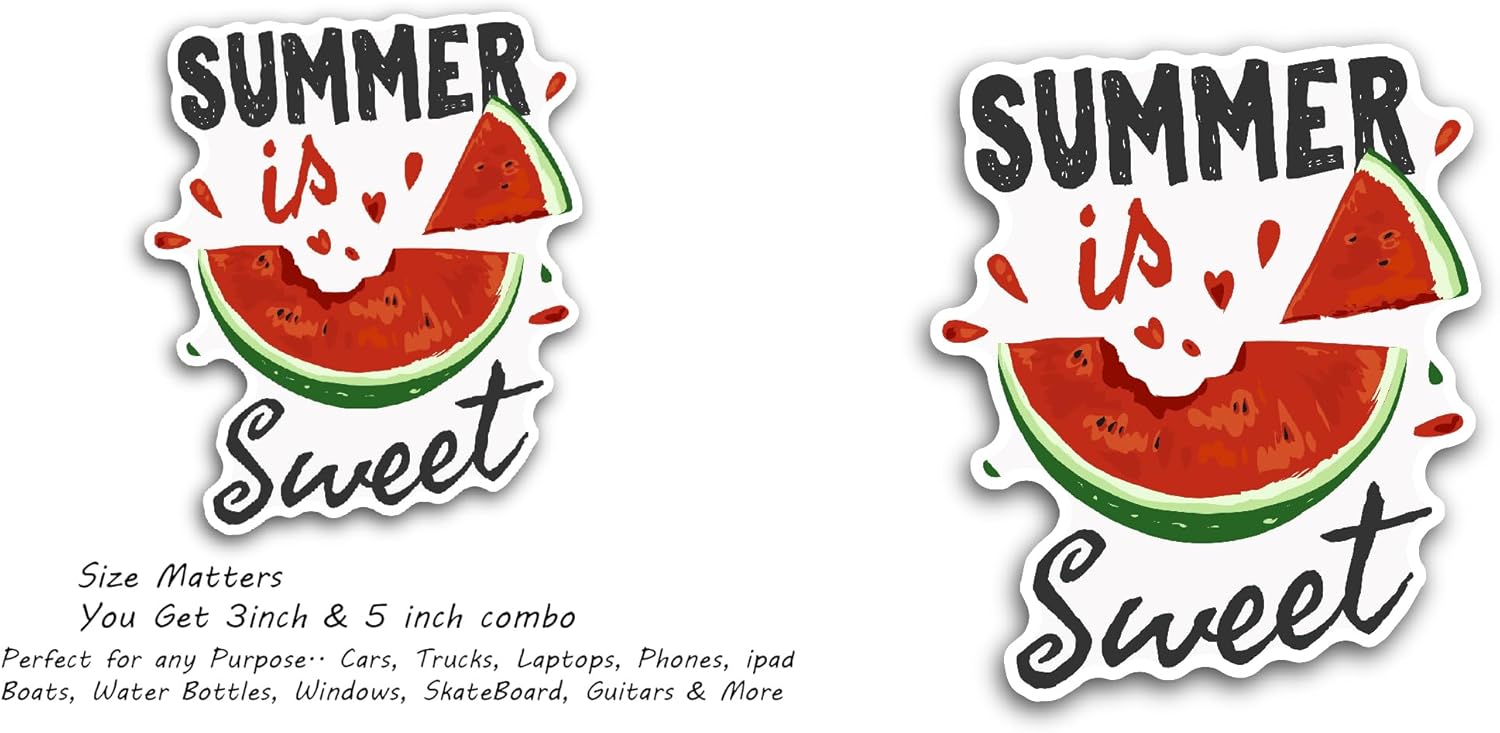 2 (Pieces) 3" and 5" Summer Sweet Sticker, Waterproof Vinyl Decals for Many Purpose Like Cars, Trucks, Laptops, Phones, Windows and More