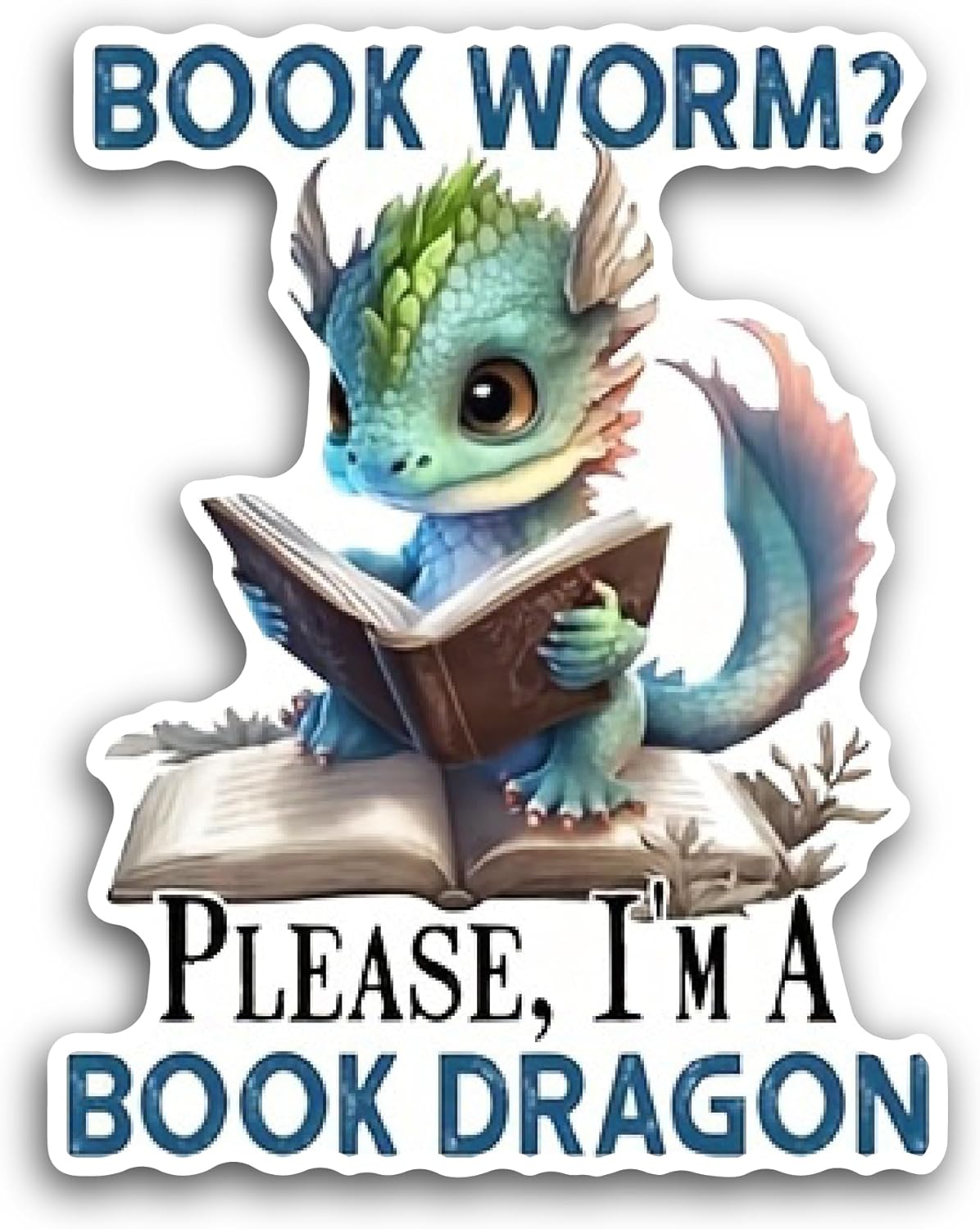 2 (Pieces) 3" and 5" Bookworm Sticker, Waterproof Vinyl Decals for Many Purpose Like Cars, Trucks, Laptops, Phones, Windows and More