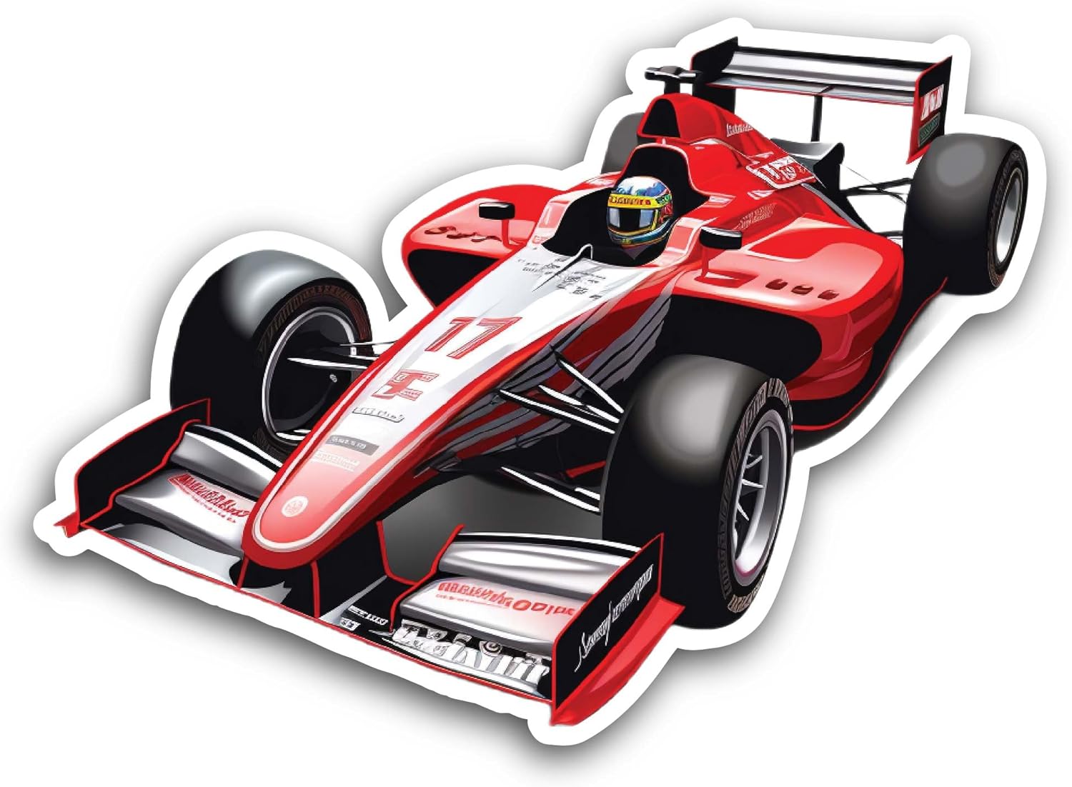 2 (Pieces) 3" and 5" Red Race Car Sticker, Waterproof Vinyl Decals for Many Purpose Like Cars, Trucks, Laptops, Phones, Windows and More