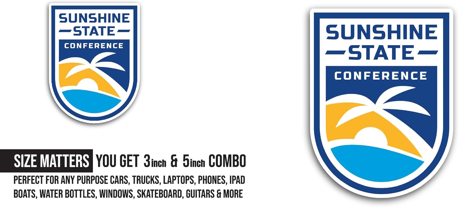 2 (Pieces) 3" and 5" Sunshine State C0nference Sticker, Waterproof Vinyl Decals for Many Purpose Like Cars, Trucks, Laptops, Phones, Windows and More