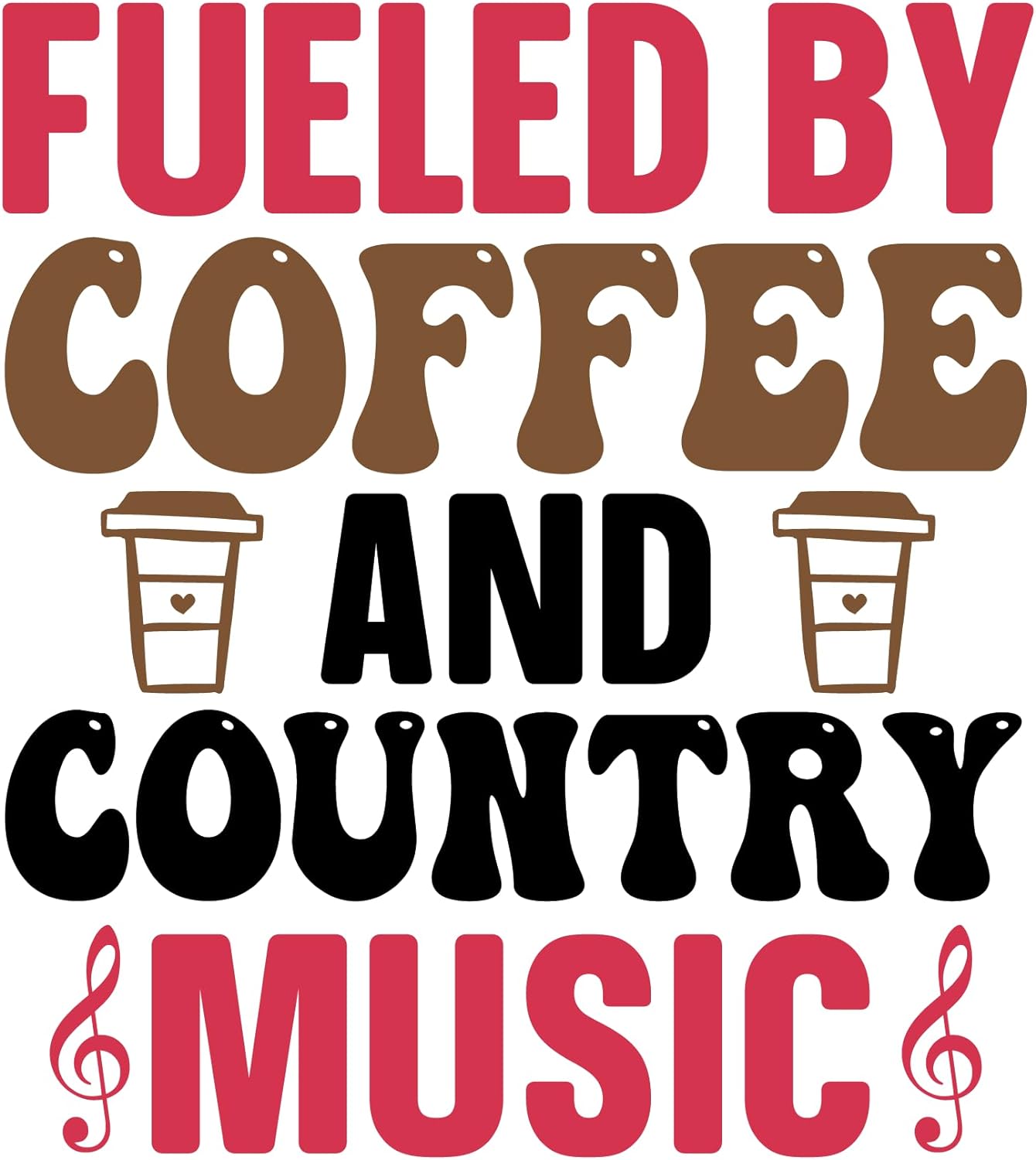 Inspirational Quote "Fueled by Coffee and Country Music" Motivational Sticker Vinyl Decal Motivation Stickers- 5" Vinyl Sticker Waterproof