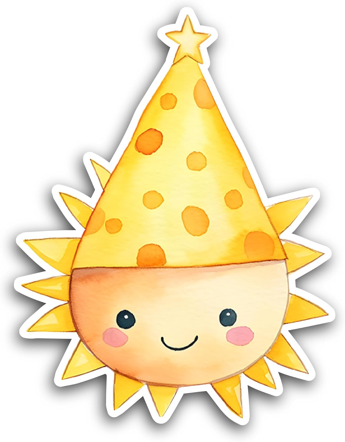2 (Pieces) 3" and 5" Sun with Party Hat Sticker, Waterproof Vinyl Decals for Many Purpose Like Cars, Trucks, Laptops, Phones, Windows and More