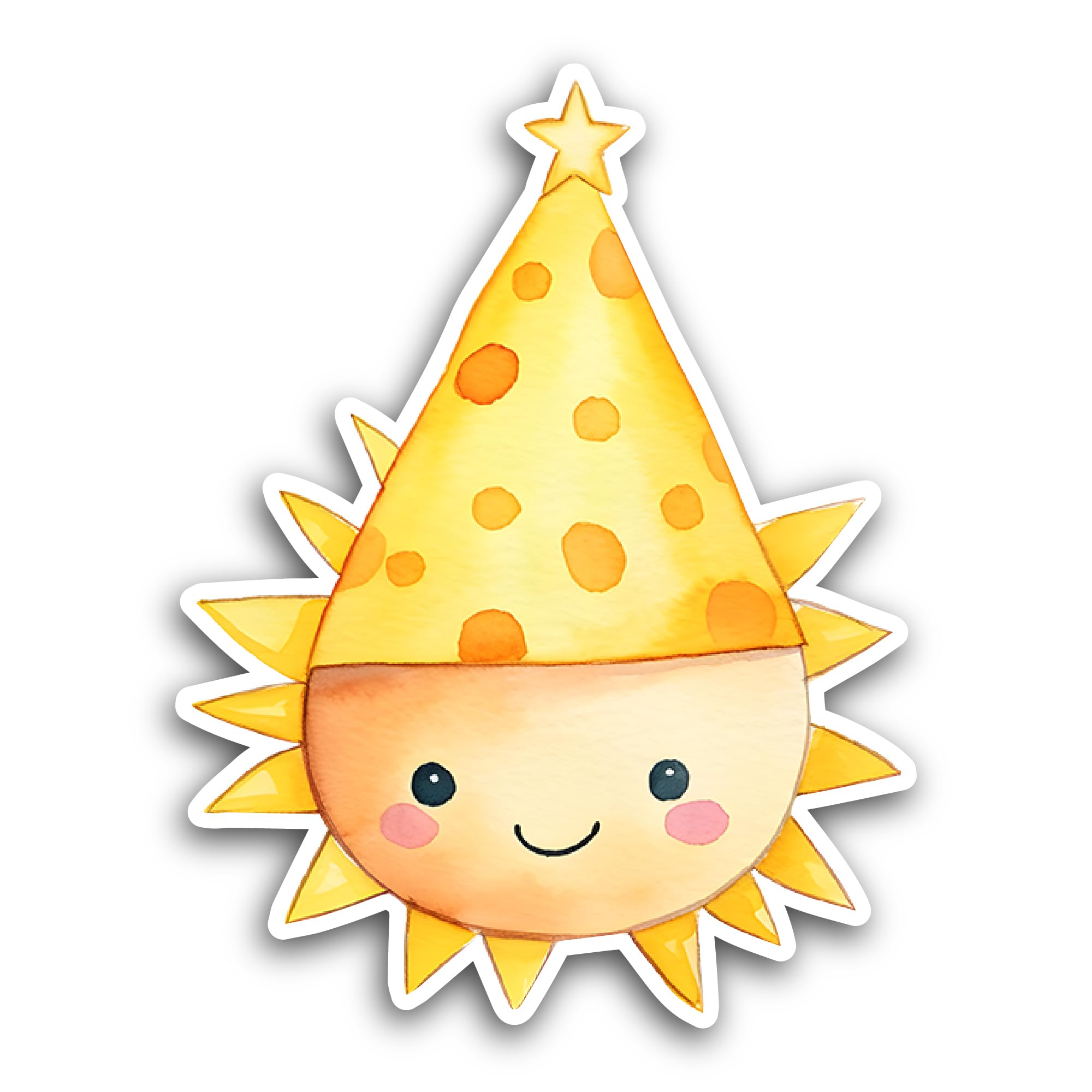 2 (Pieces) 3" and 5" Sun with Party Hat Sticker, Waterproof Vinyl Decals for Many Purpose Like Cars,