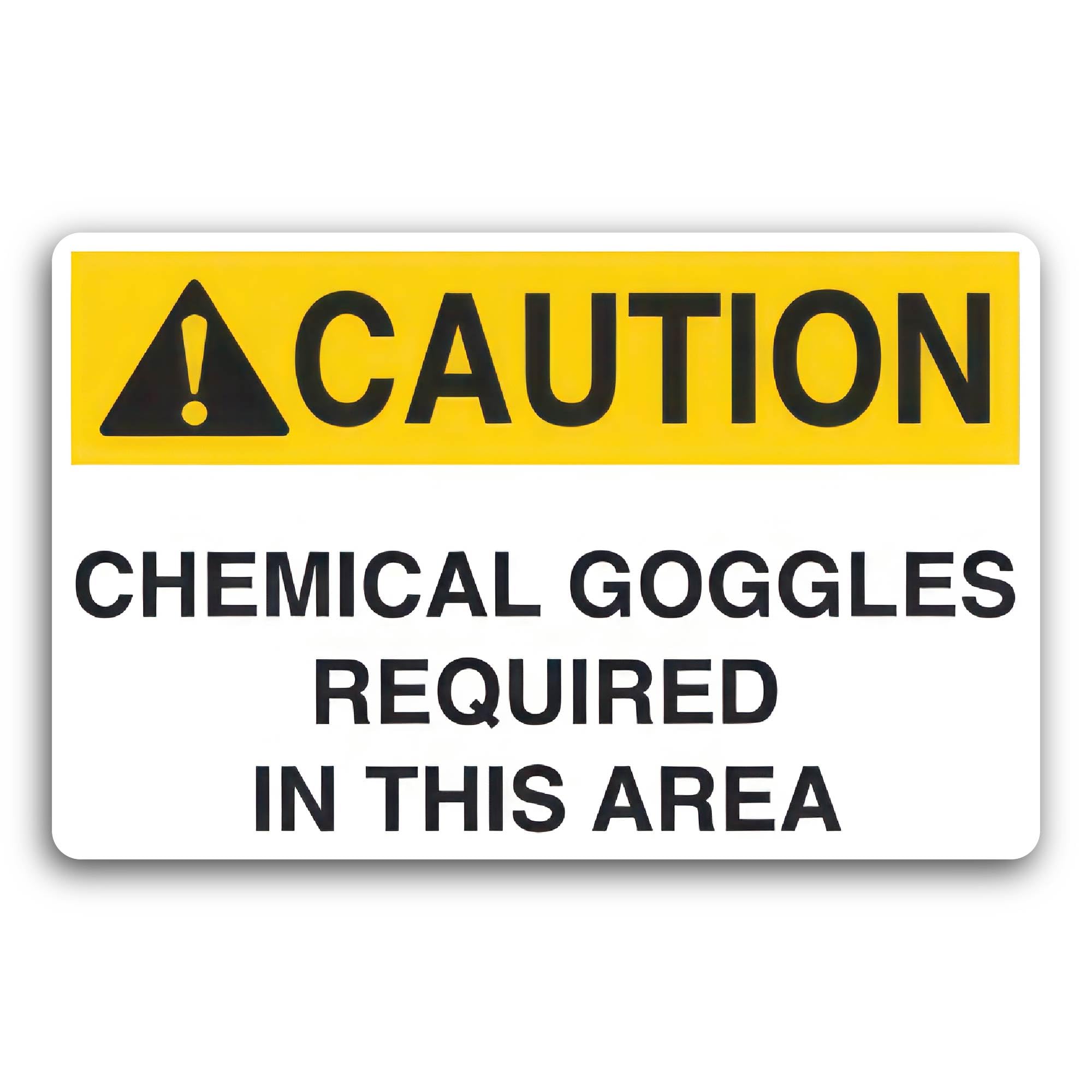 2 (Pieces) 3" and 5" Caution Chemical Goggles Required in This Area Sticker, Waterproof Vinyl Decals