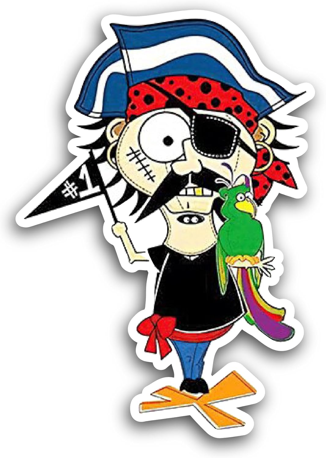 2 (Pieces) 3" and 5" Pirate Cartoon Sticker, Waterproof Vinyl Decals for Many Purpose Like Cars, Trucks, Laptops, Phones, Windows and More