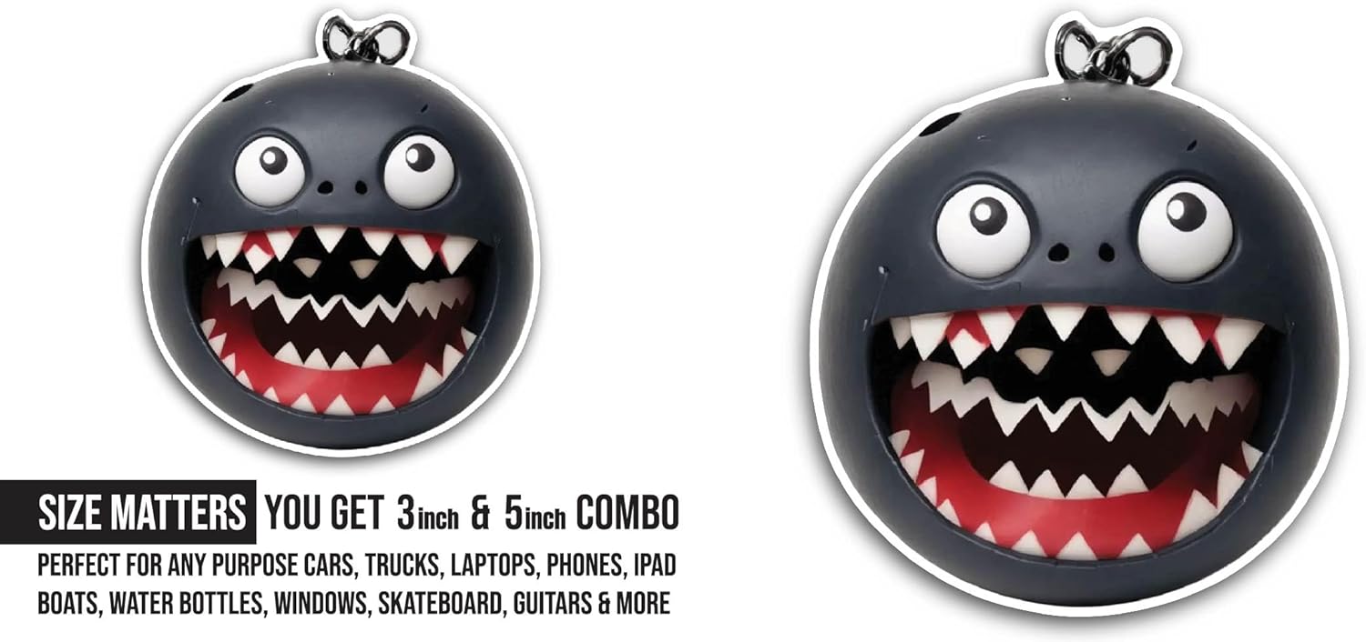 2 (Pieces) 3" and 5" Bomb with Face On It Sticker, Waterproof Vinyl Decals for Many Purpose Like Cars, Trucks, Laptops, Phones, Windows and More