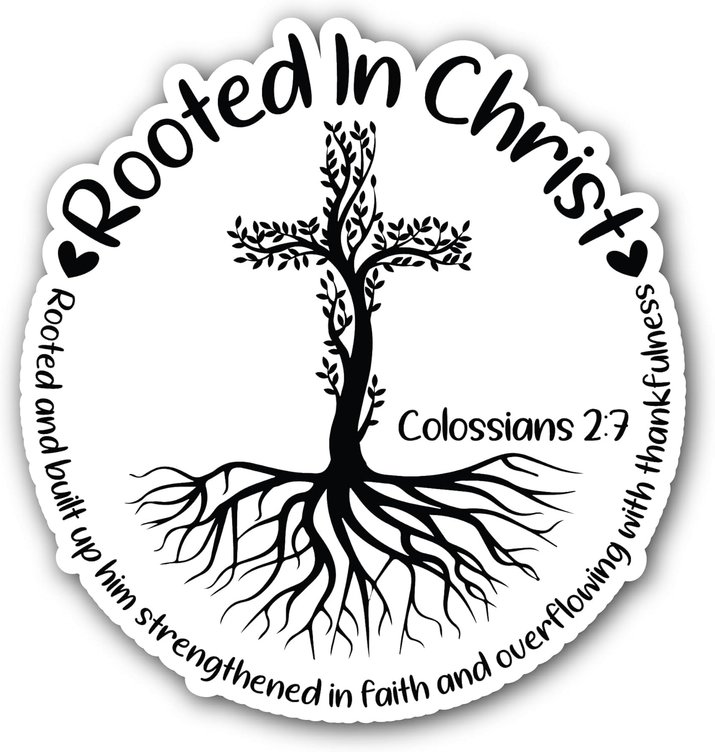 2 (Pieces) 3" and 5" Rooted in Christ Sticker, Waterproof Vinyl Decals for Many Purpose Like Cars, Trucks, Laptops, Phones, Windows and More