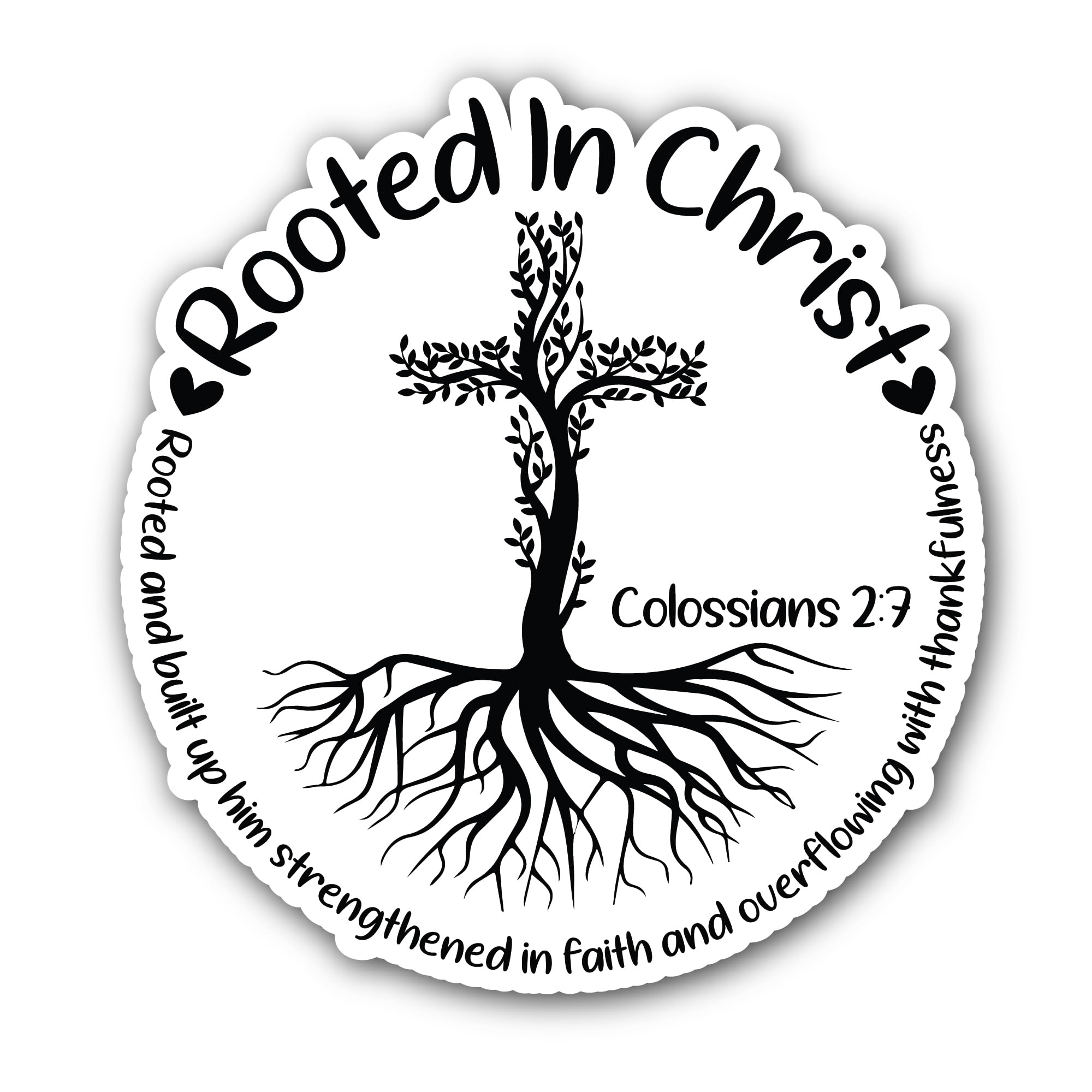 2 (Pieces) 3" and 5" Rooted in Christ Sticker, Waterproof Vinyl Decals for Many Purpose Like Cars, T