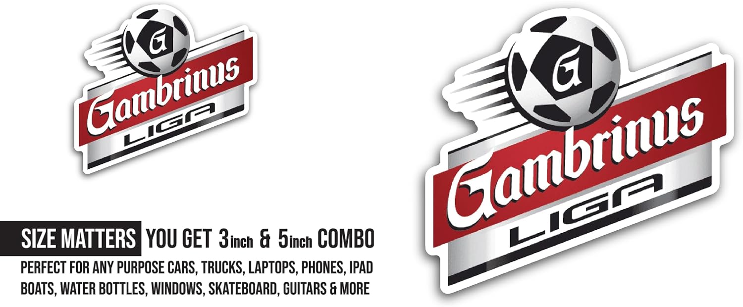 2 (Pieces) 3" and 5" Gambrinus l1ga Sticker, Waterproof Vinyl Decals for Many Purpose Like Cars, Trucks, Laptops, Phones, Windows and More