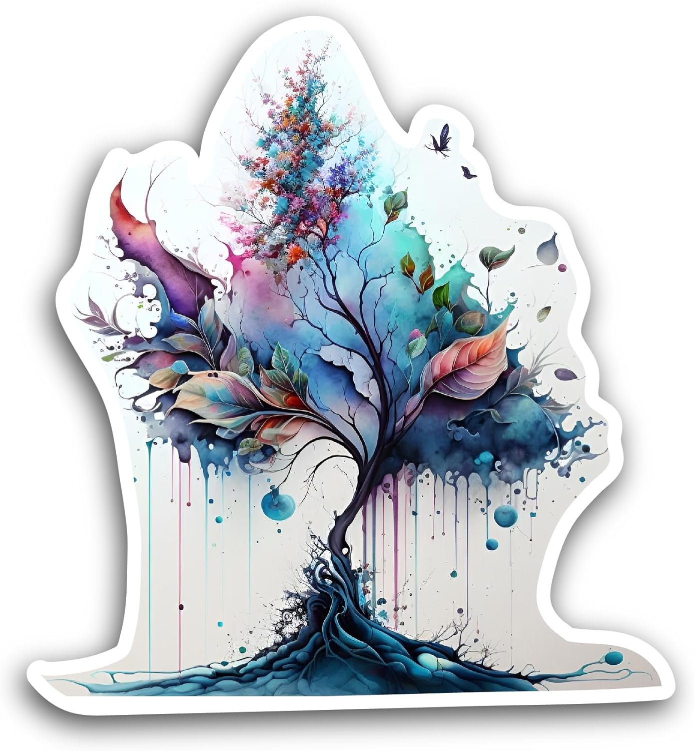 2 (Pieces) 3" and 5" Colorful Tree Sticker, Waterproof Vinyl Decals for Many Purpose Like Cars, Trucks, Laptops, Phones, Windows and More