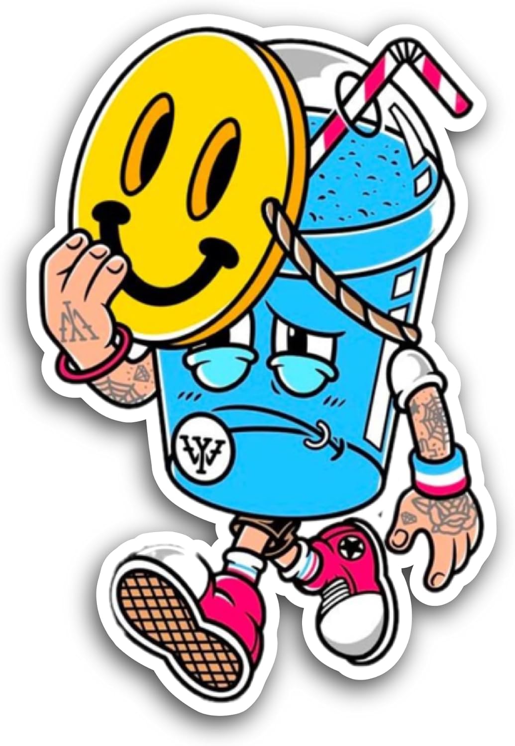 2 (Pieces) 3" and 5" Cute Milkshake Sticker, Waterproof Vinyl Decals for Many Purpose Like Cars, Trucks, Laptops, Phones, Windows and More