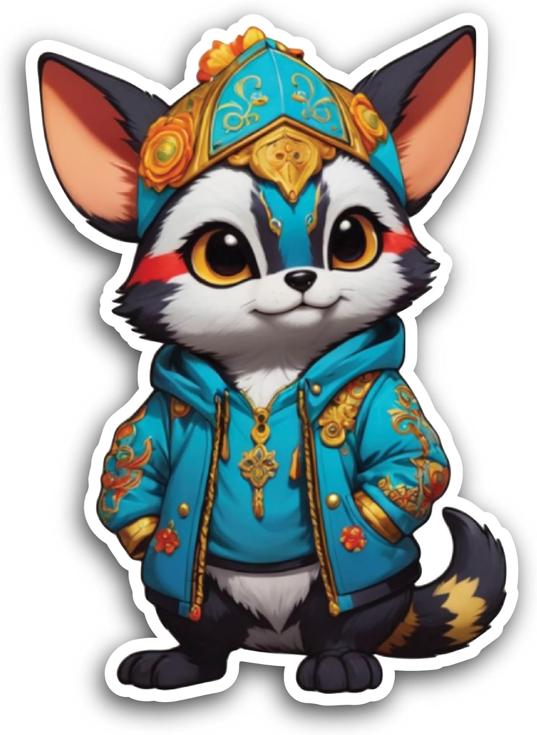 2 (Pieces) 3" and 5" Cute Cartoon Cat Sticker, Waterproof Vinyl Decals for Many Purpose Like Cars, Trucks, Laptops, Phones, Windows and More