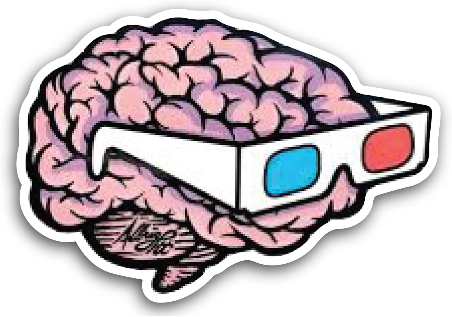 2 (Pieces) 3" and 5" Brain with Glasses Sticker, Waterproof Vinyl Decals for Many Purpose Like Cars, Trucks, Laptops, Phones, Windows and More