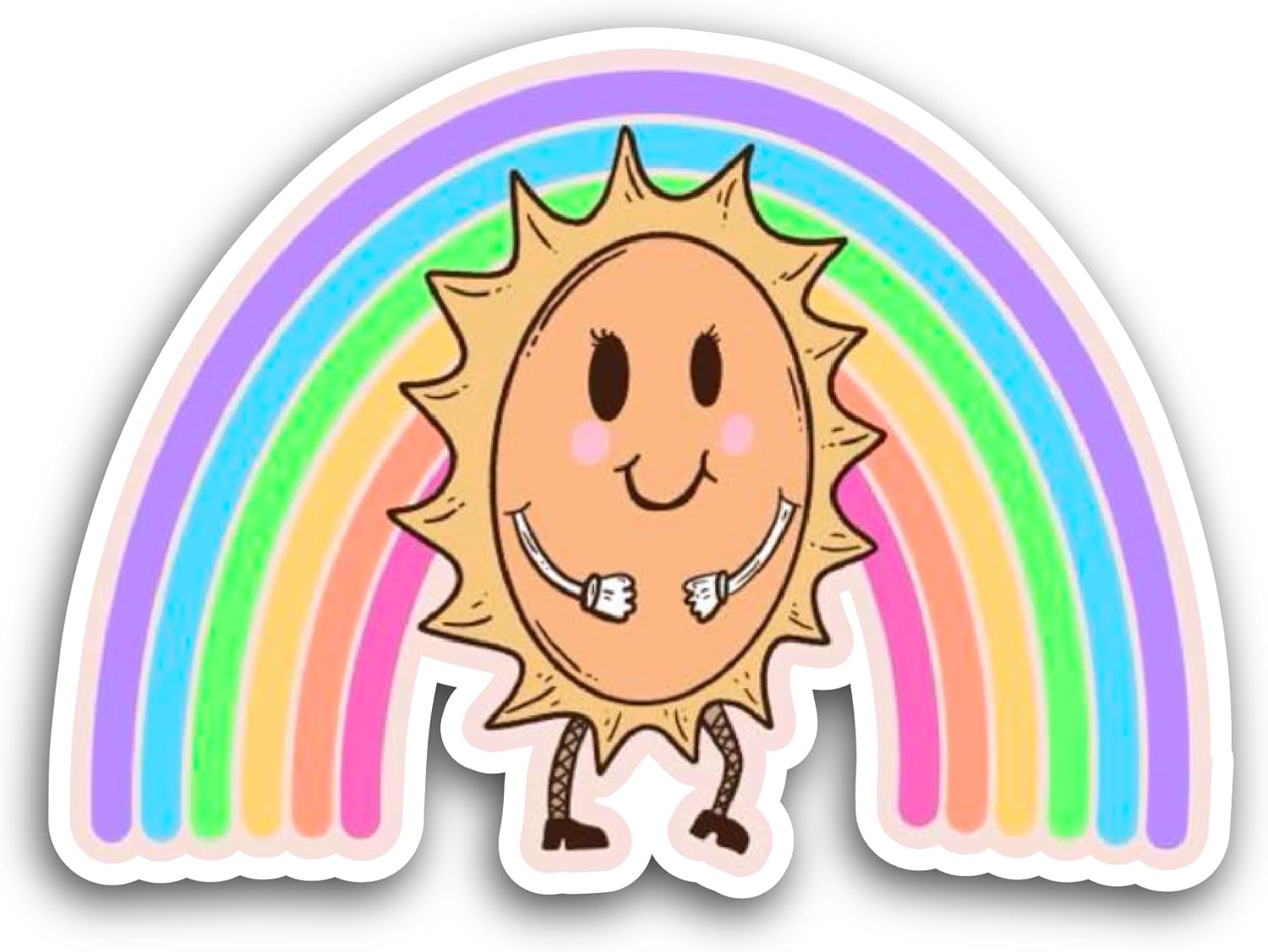 2 (Pieces) 3" and 5" Sun and Rainbow Sticker, Waterproof Vinyl Decals for Many Purpose Like Cars, Trucks, Laptops, Phones, Windows and More