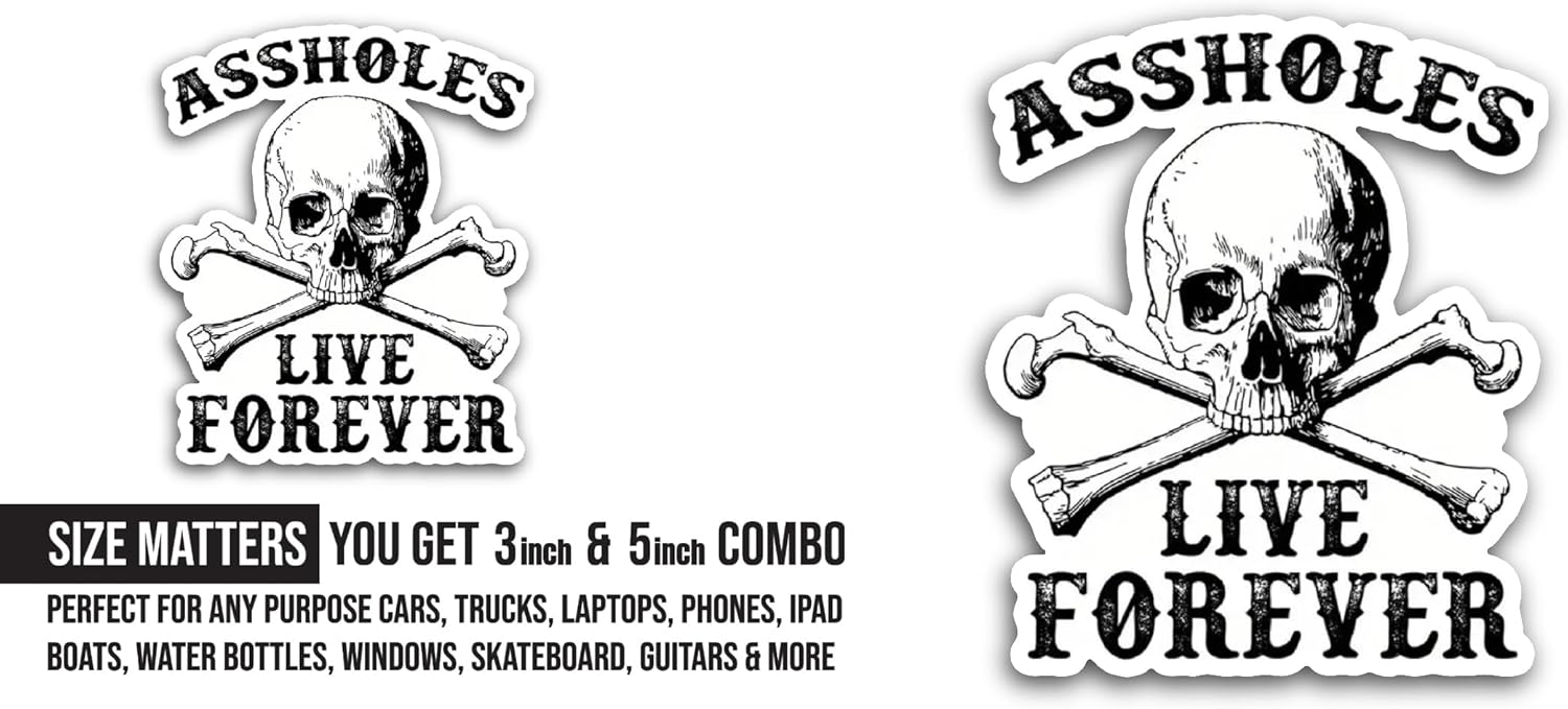 2 (Pieces) 3" and 5" Live Forever Sticker, Waterproof Vinyl Decals for Many Purpose Like Cars, Trucks, Laptops, Phones, Windows and More