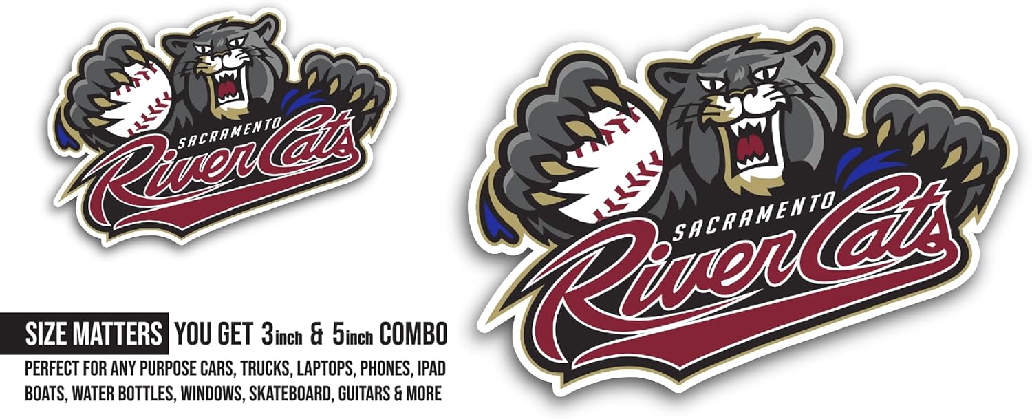 2 (Pieces) 3" and 5" Sacrament0 Baseball Logo Decal Sticker, Waterproof Vinyl Decals for Many Purpose Like Cars, Trucks, Laptops, Phones, Windows and More