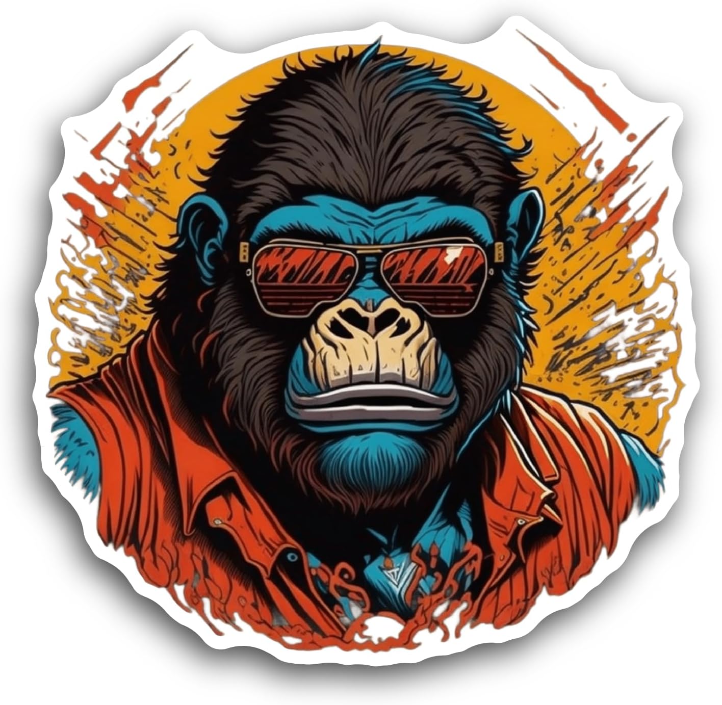 2 (Pieces) 3" and 5" Monkey Wearing Sunglasses Sticker, Waterproof Vinyl Decals for Many Purpose Like Cars, Trucks, Laptops, Phones, Windows and More