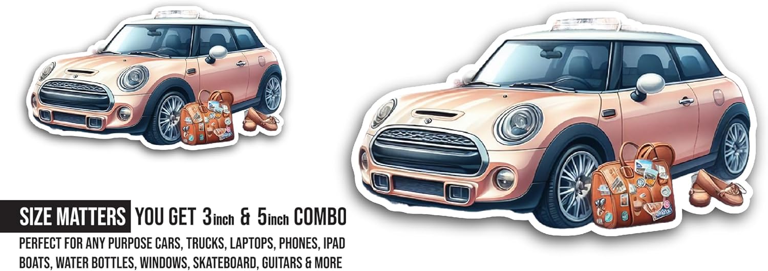 2 (Pieces) 3" and 5" Car Sticker, Waterproof Vinyl Decals for Many Purpose Like Cars, Trucks, Laptops, Phones, Windows and More