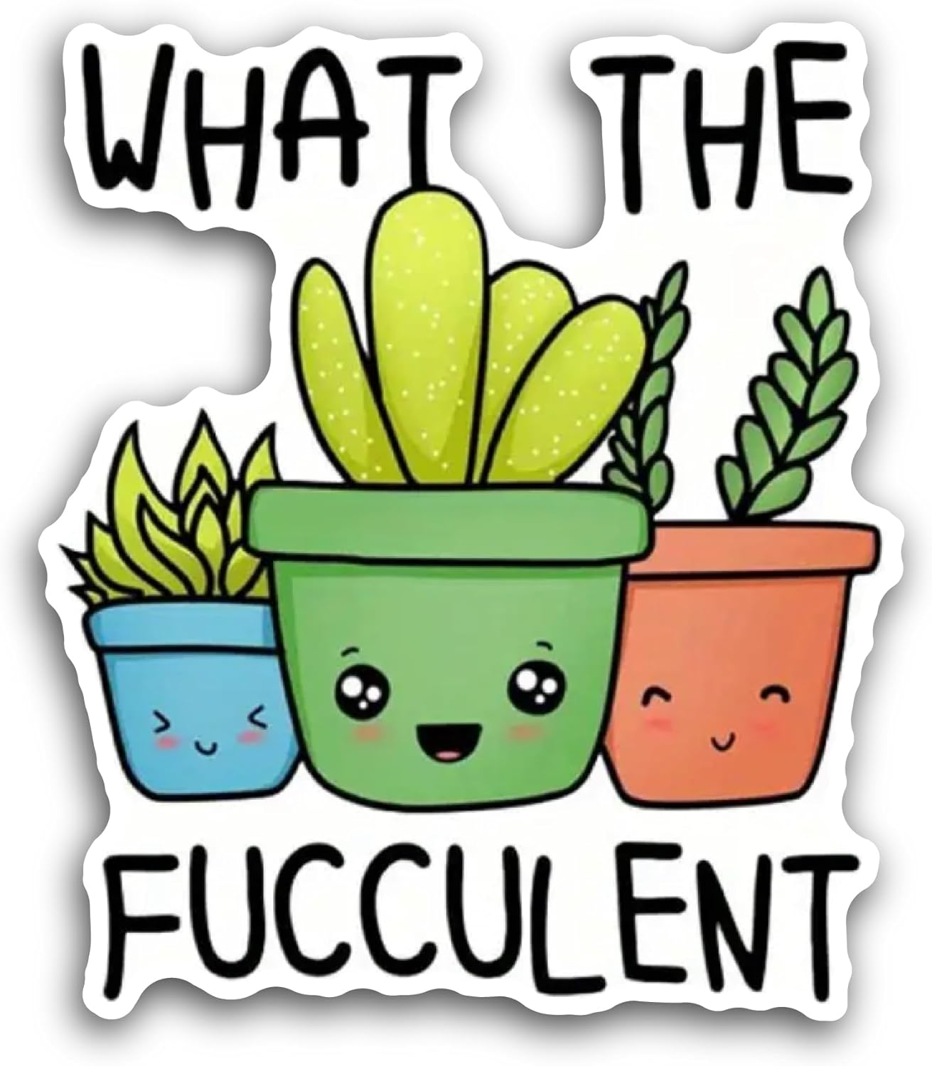2 (Pieces) 3" and 5" What The Fucculent Text Sticker, Waterproof Vinyl Decals for Many Purpose Like Cars, Trucks, Laptops, Phones, Windows and More