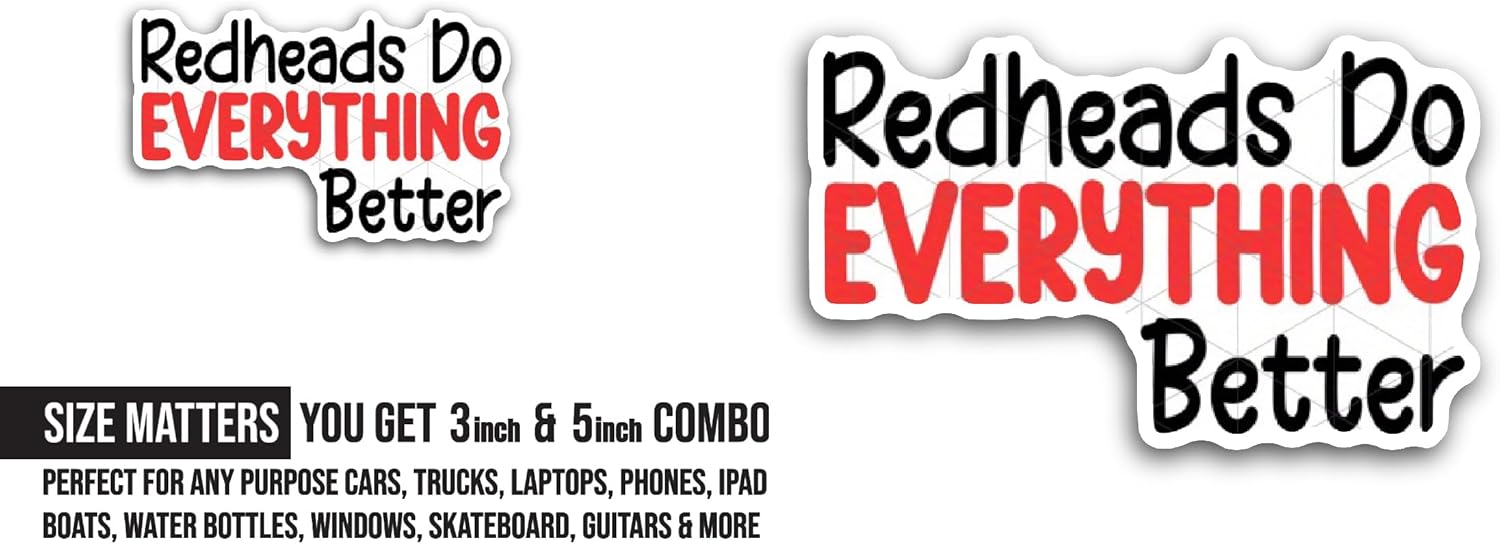 2 (Pieces) 3" and 5" Redheads Do Sticker, Waterproof Vinyl Decals for Many Purpose Like Cars, Trucks, Laptops, Phones, Windows and More