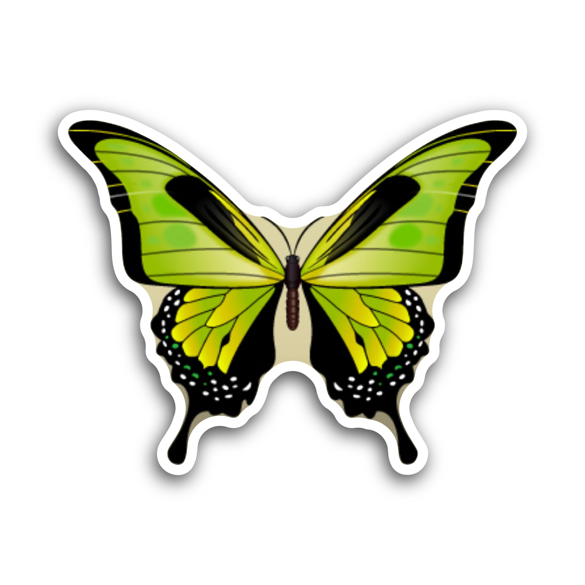 2 (Pieces) 3" and 5" Yellow Green Butterfly Sticker, Waterproof Vinyl Decals for Many Purpose Like C