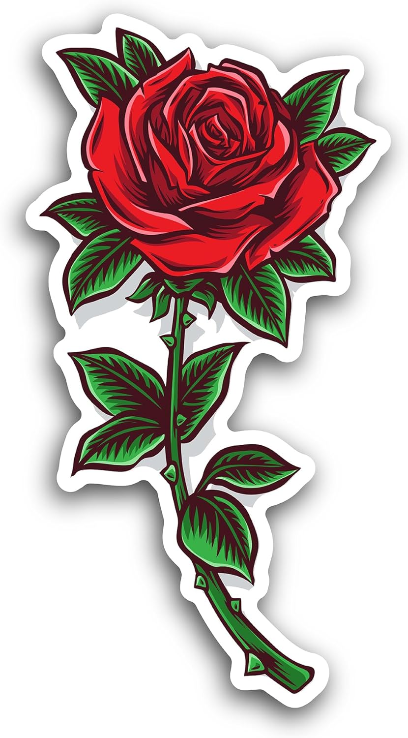 2 (Pieces) 3" and 5" Rose Design Sticker, Waterproof Vinyl Decals for Many Purpose Like Cars, Trucks, Laptops, Phones, Windows and More