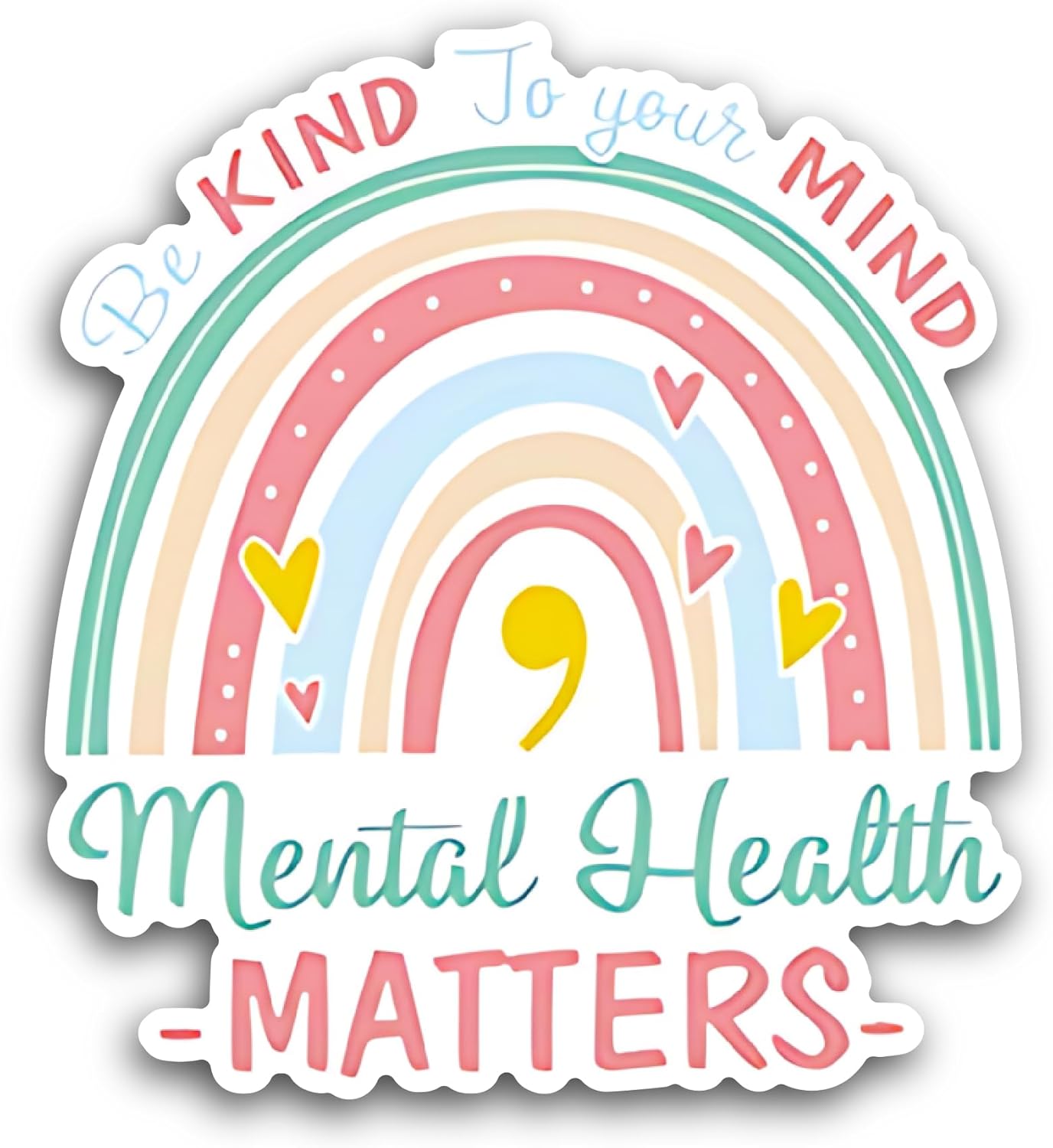 2 (Pieces) 3" and 5" Be Kind to Your Mind Mental Health Sticker, Waterproof Vinyl Decals for Many Purpose Like Cars, Trucks, Laptops, Phones, Windows and More