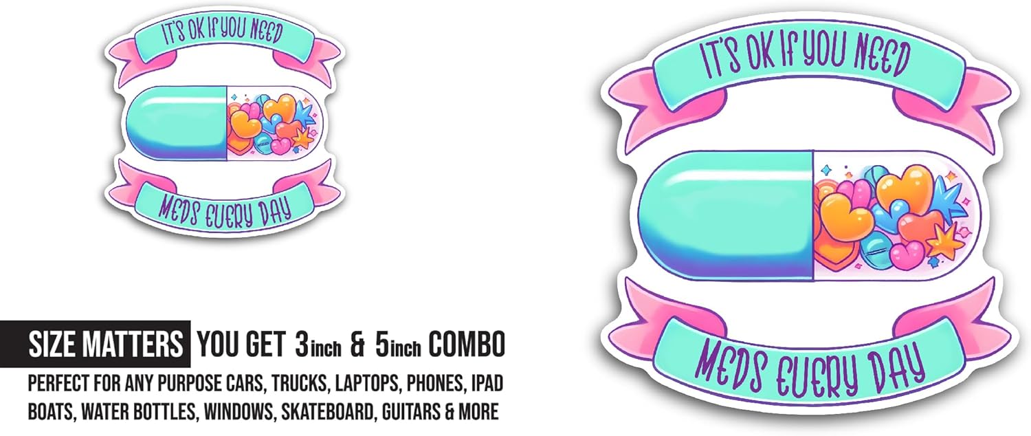 2 (Pieces) 3" and 5" It's Ok If You Need Sticker, Waterproof Vinyl Decals for Many Purpose Like Cars, Trucks, Laptops, Phones, Windows and More