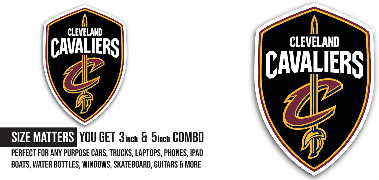 2 (Pieces) 3" and 5" Cl3veland Cavaliers Decal Sticker, Waterproof Vinyl Decals for Many Purpose Like Cars, Trucks, Laptops, Phones, Windows and More
