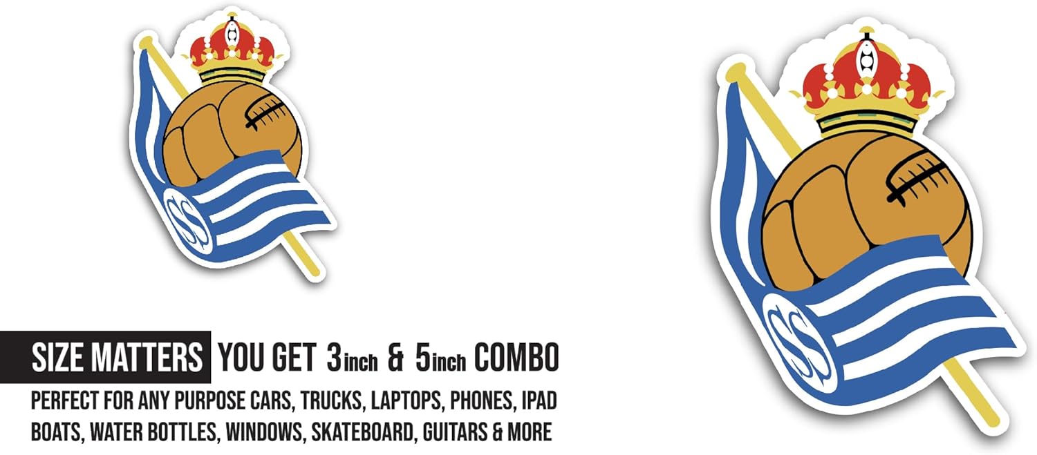 2 (Pieces) 3" and 5" Real S0ciedad Sticker, Waterproof Vinyl Decals for Many Purpose Like Cars, Trucks, Laptops, Phones, Windows and More