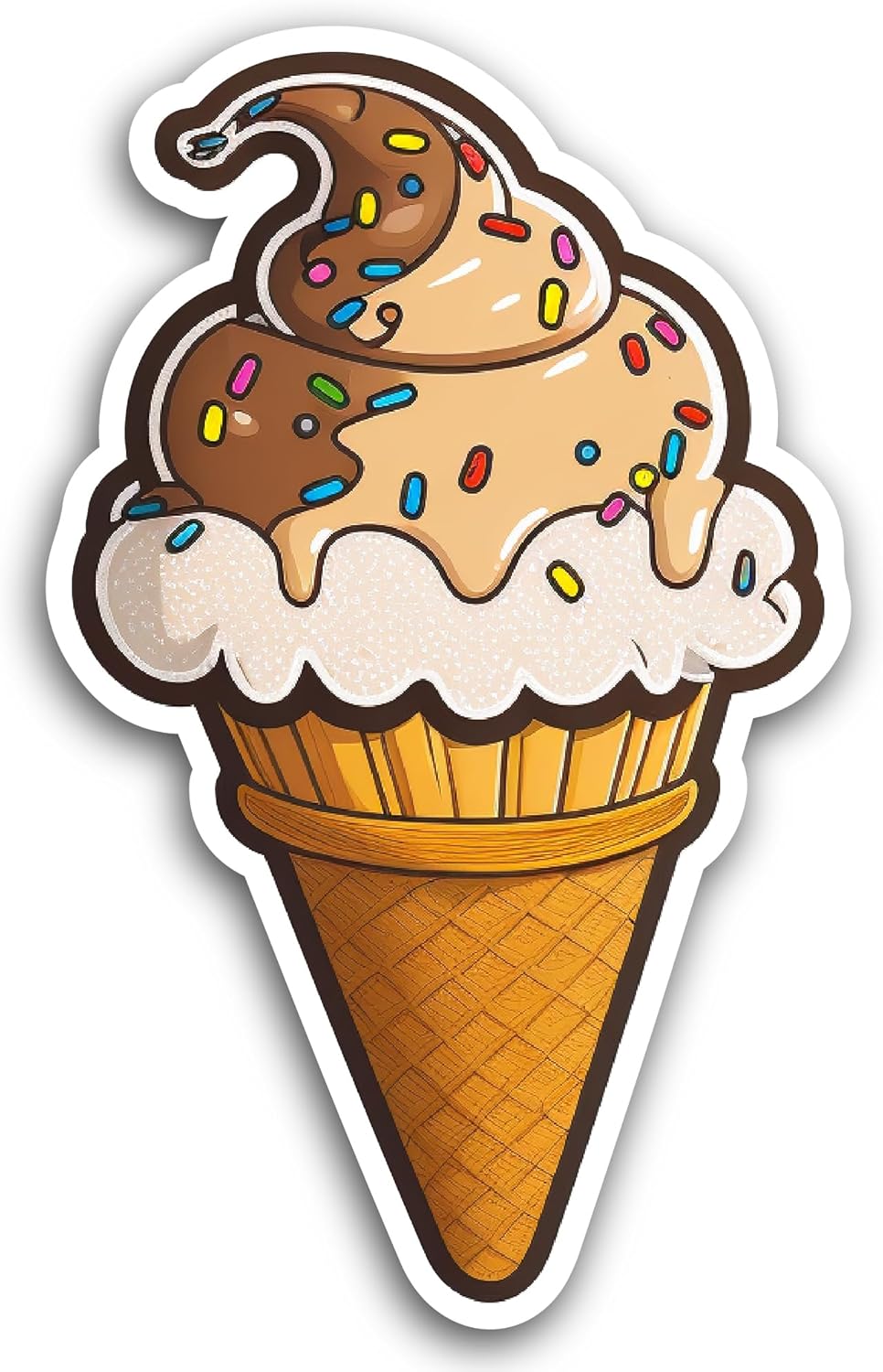 2 (Pieces) 3" and 5" Ice Cream Cone Sticker, Waterproof Vinyl Decals for Many Purpose Like Cars, Trucks, Laptops, Phones, Windows and More