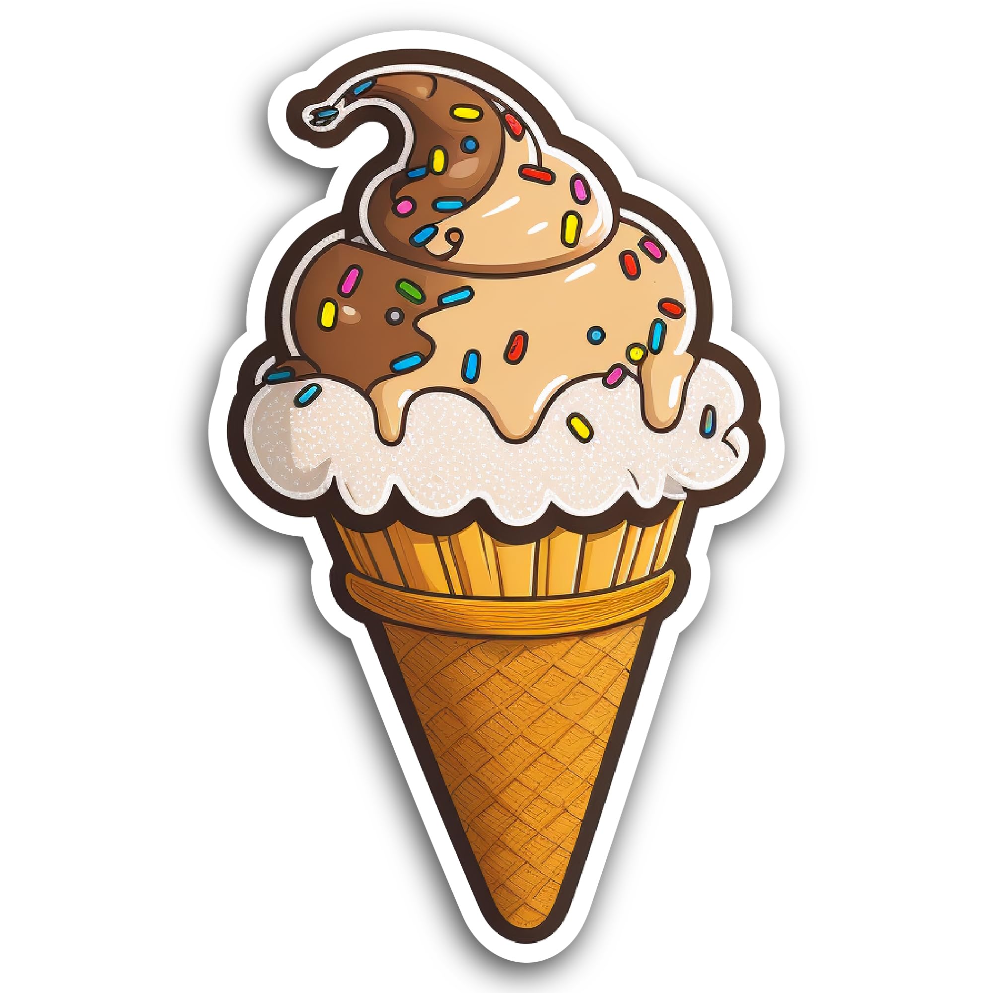 2 (Pieces) 3" and 5" Ice Cream Cone Sticker, Waterproof Vinyl Decals for Many Purpose Like Cars, Tru