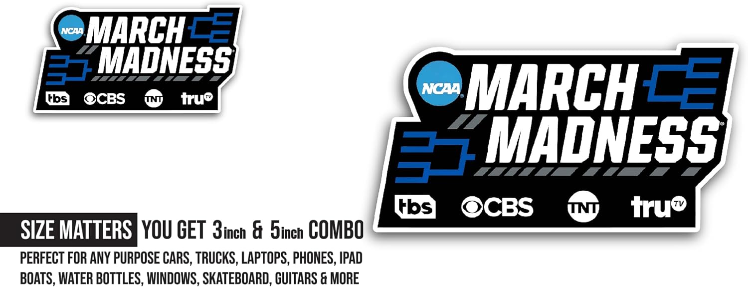 2 (Pieces) 3" and 5" March M@dness Sticker, Waterproof Vinyl Decals for Many Purpose Like Cars, Trucks, Laptops, Phones, Windows and More