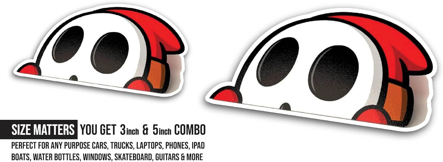 2 (Pieces) 3" and 5" Peeking Sticker, Waterproof Vinyl Decals for Many Purpose Like Cars, Trucks, Laptops, Phones, Windows and More