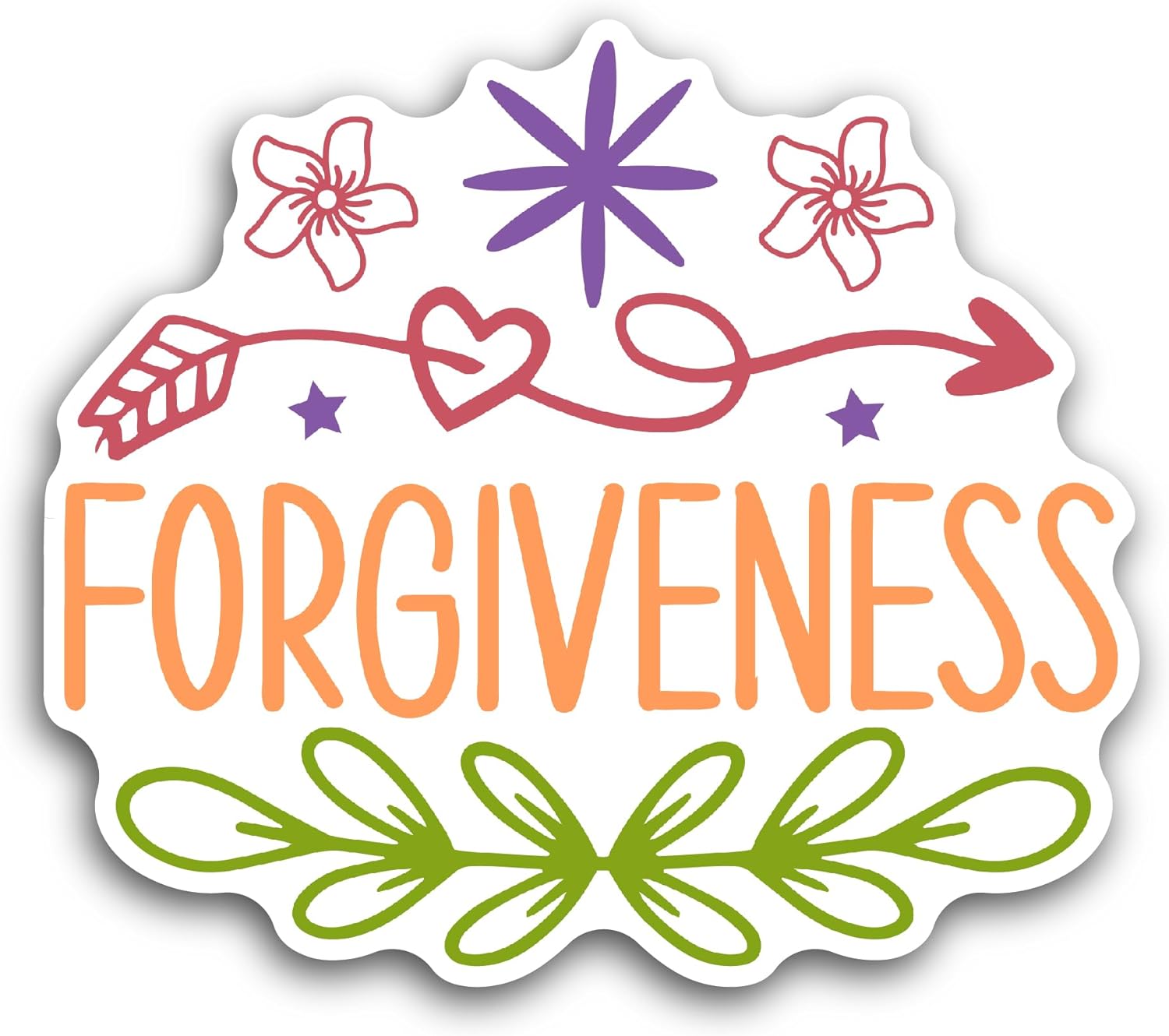 2 (Pieces) 3" and 5" Forgiveness Sticker, Waterproof Vinyl Decals for Many Purpose Like Cars, Trucks, Laptops, Phones, Windows and More