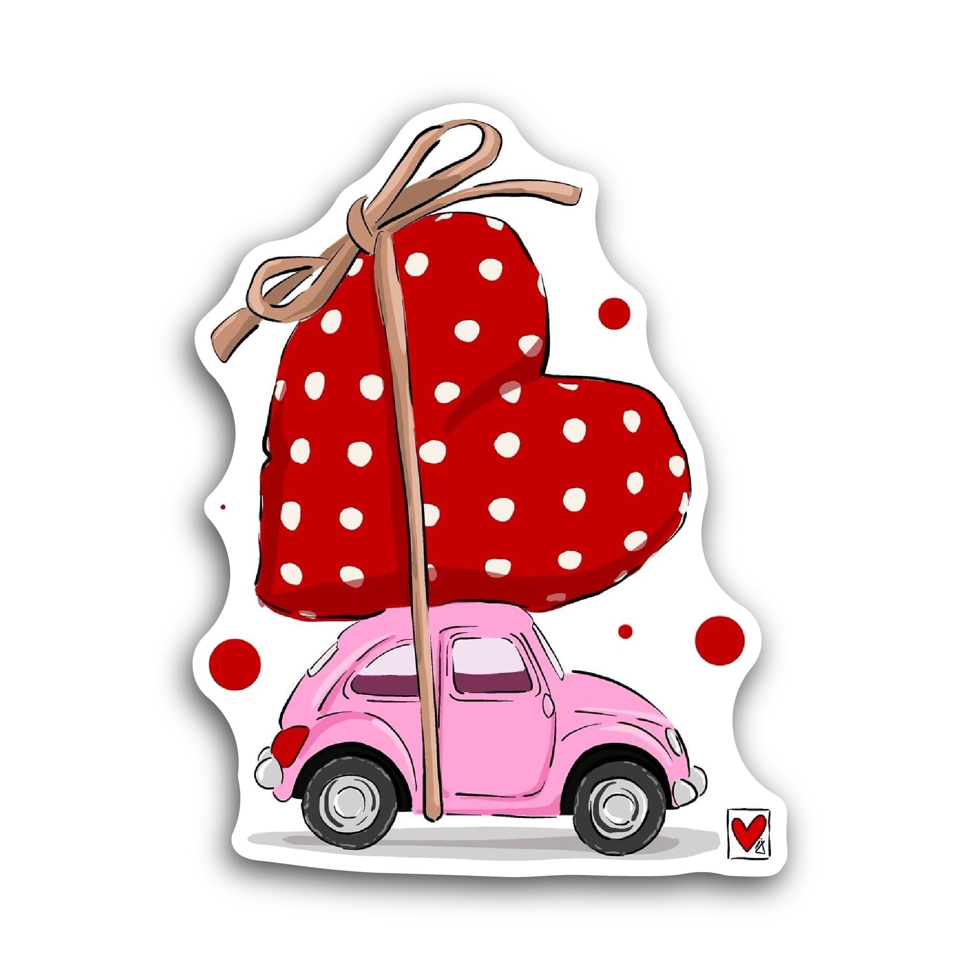 2 (Pieces) 3" and 5" Car with Heart Sticker, Waterproof Vinyl Decals for Many Purpose Like Cars, Tru