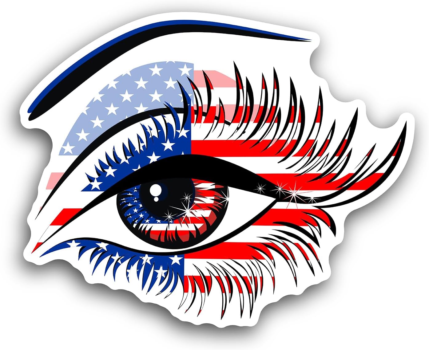 2 (Pieces) 3" and 5" USA Eye Flag Sticker, Waterproof Vinyl Decals for Many Purpose Like Cars, Trucks, Laptops, Phones, Windows and More