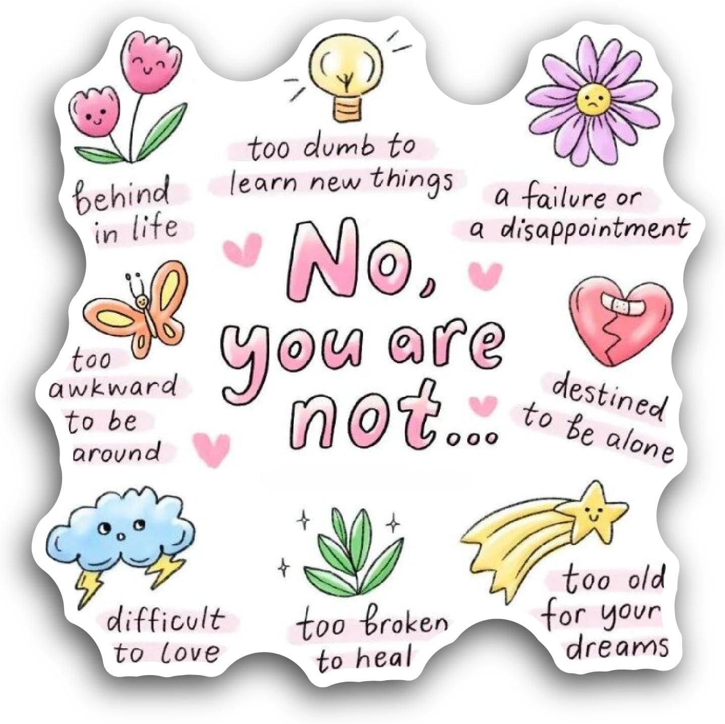 2 (Pieces) 3" and 5" Self Love Text Sticker, Waterproof Vinyl Decals for Many Purpose Like Cars, Trucks, Laptops, Phones, Windows and More