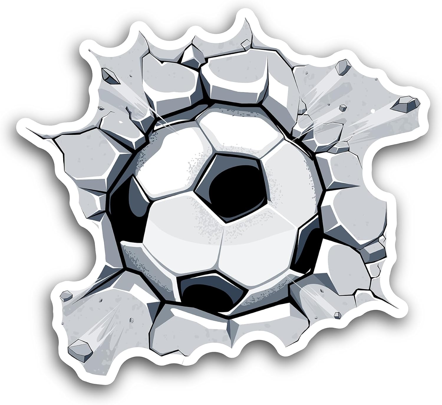 2 (Pieces) 3" and 5" Soccer Ball Breaking Wall Sticker, Waterproof Vinyl Decals for Many Purpose Like Cars, Trucks, Laptops, Phones, Windows and More