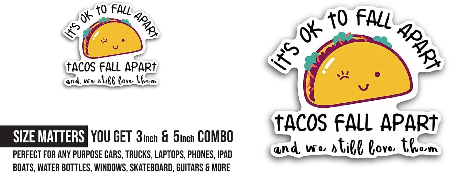 2 (Pieces) 3" and 5" It's Ok to Fall Apart Sticker, Waterproof Vinyl Decals for Many Purpose Like Cars, Trucks, Laptops, Phones, Windows and More