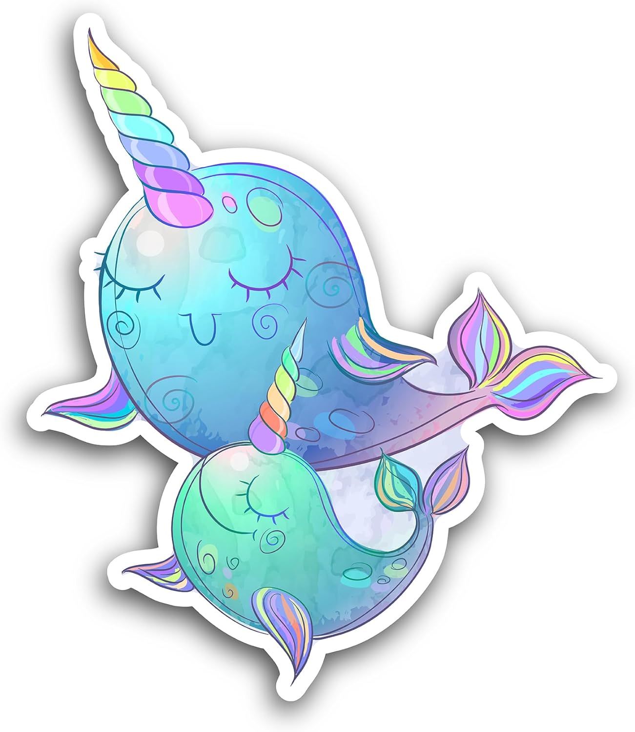 2 (Pieces) 3" and 5" Unicorn Fishy Sticker, Waterproof Vinyl Decals for Many Purpose Like Cars, Trucks, Laptops, Phones, Windows and More