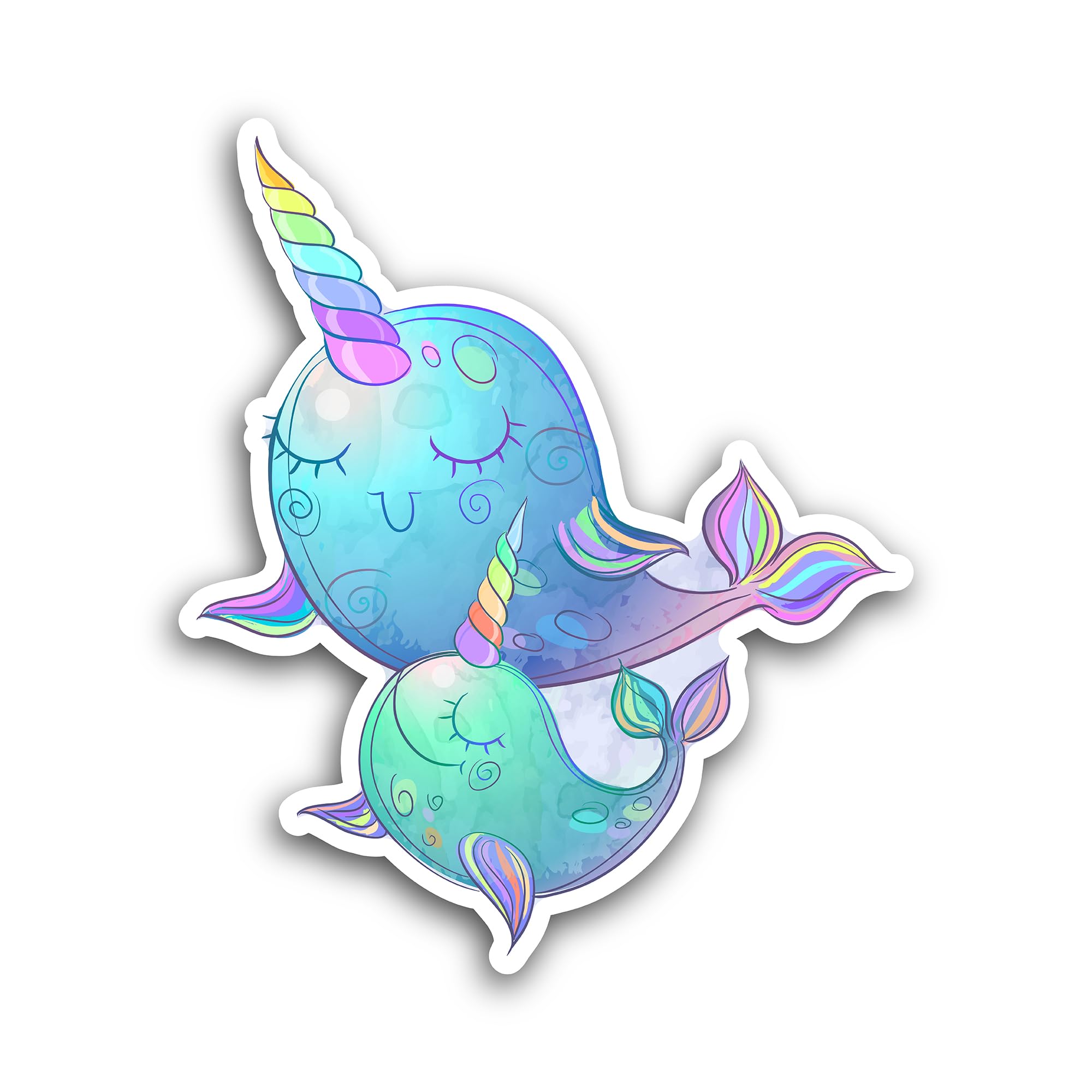 2 (Pieces) 3" and 5" Unicorn Fishy Sticker, Waterproof Vinyl Decals for Many Purpose Like Cars, Truc