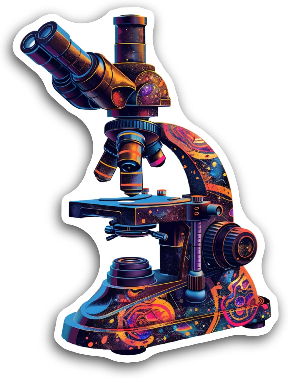 2 (Pieces) 3" and 5" Microscope Sticker, Waterproof Vinyl Decals for Many Purpose Like Cars, Trucks, Laptops, Phones, Windows and More