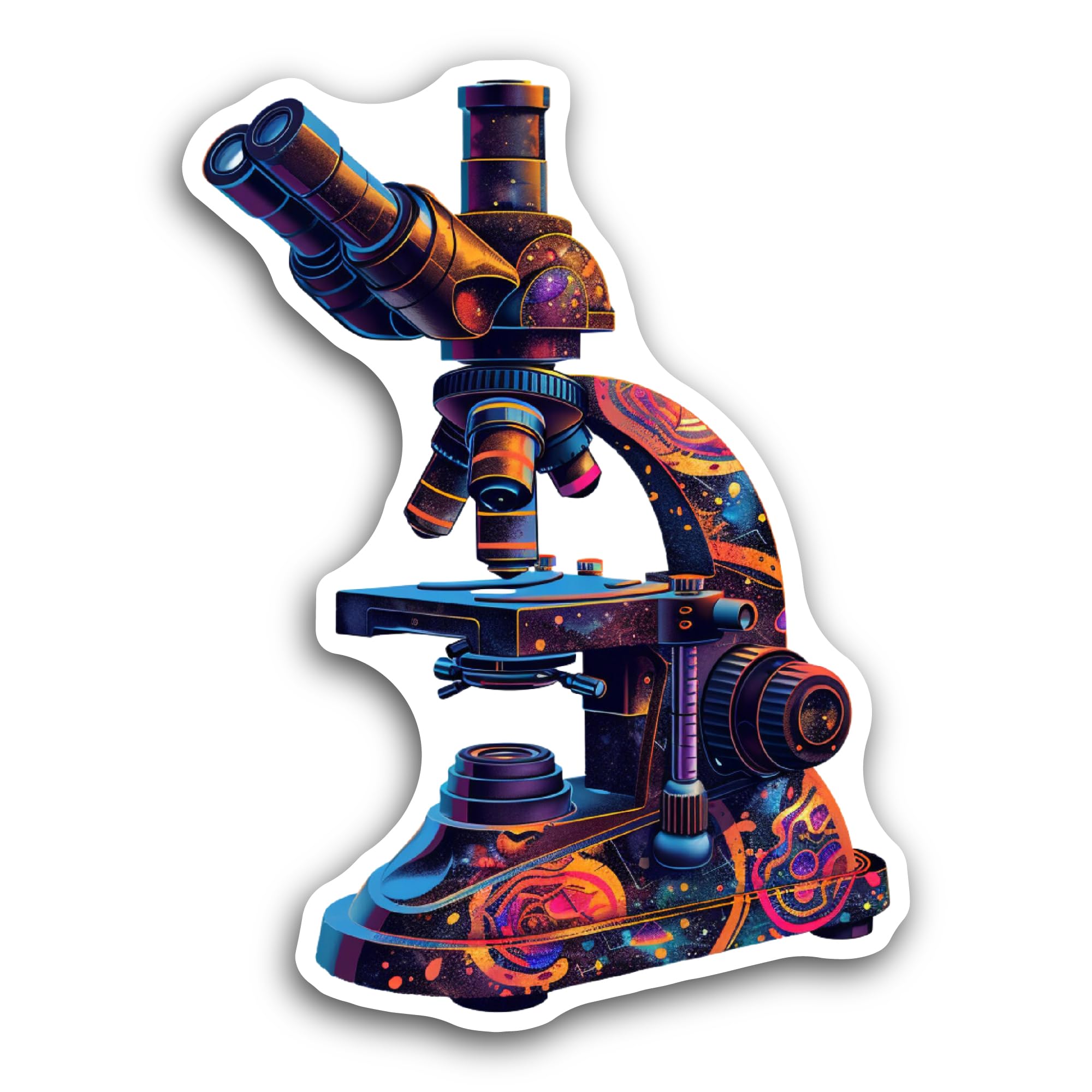 2 (Pieces) 3" and 5" Microscope Sticker, Waterproof Vinyl Decals for Many Purpose Like Cars, Trucks,