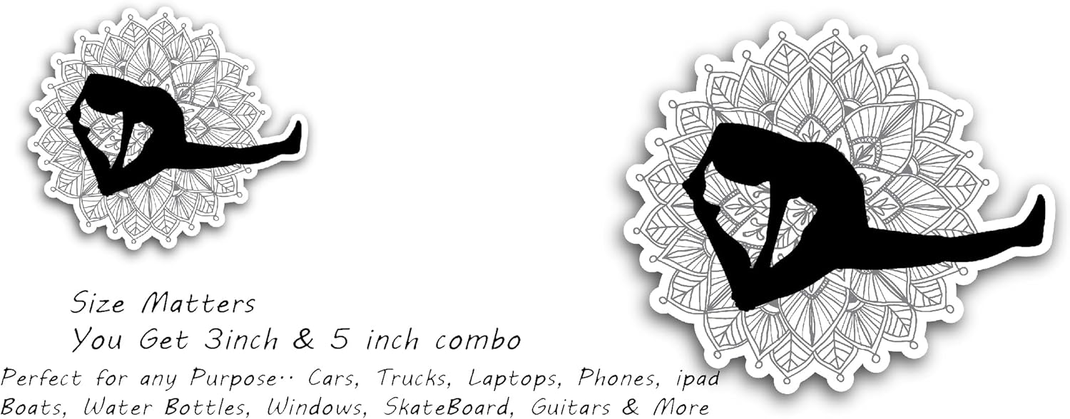 2 (Pieces) 3" and 5" Yoga Pose Sticker, Waterproof Vinyl Decals for Many Purpose Like Cars, Trucks, Laptops, Phones, Windows and More